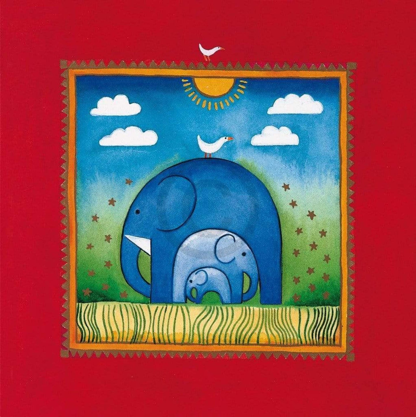 Art Print Linda Edwards - Three little elephants 40x40cm