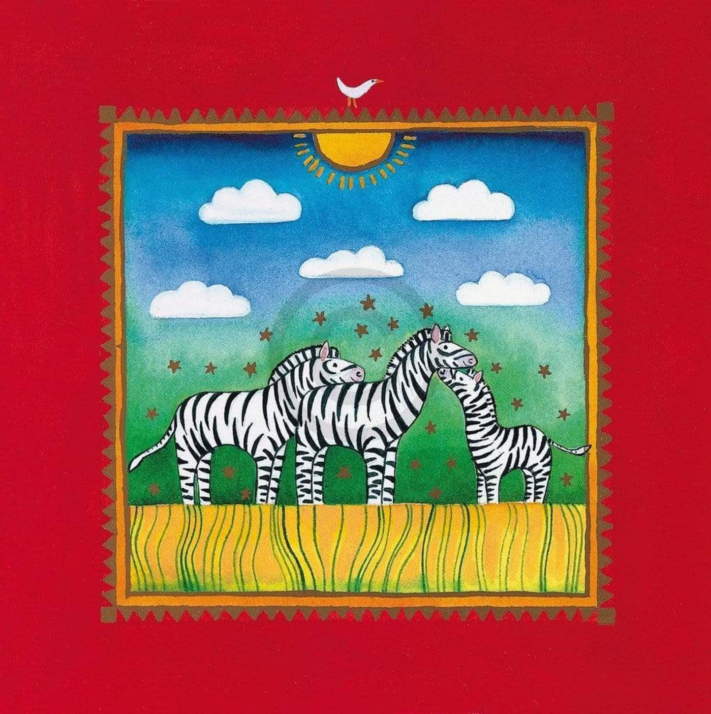 Art Print Linda Edwards - Three little zebras 40x40cm