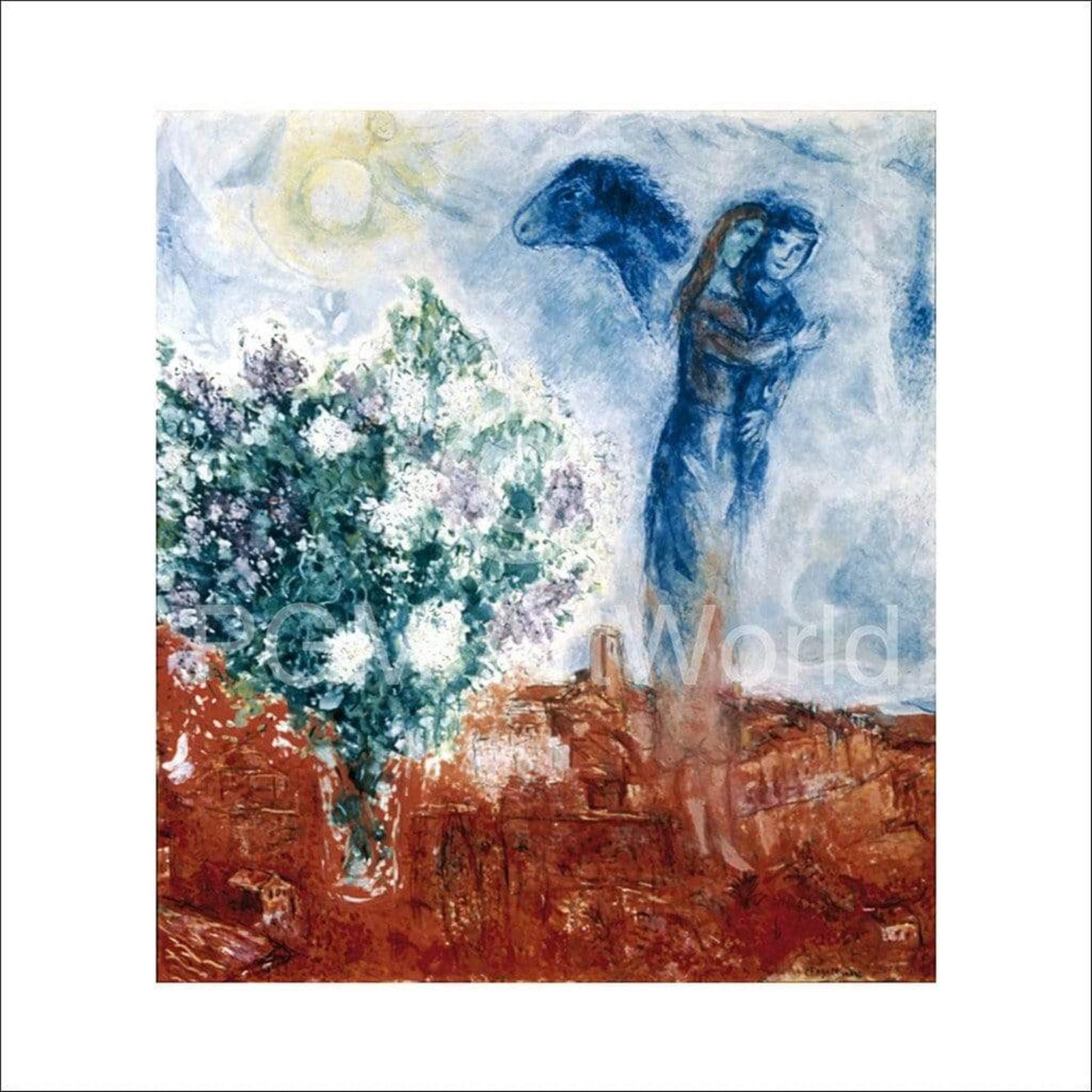 Art Print Marc Chagall - Die Liebenden über St.Paul 70x70cm
