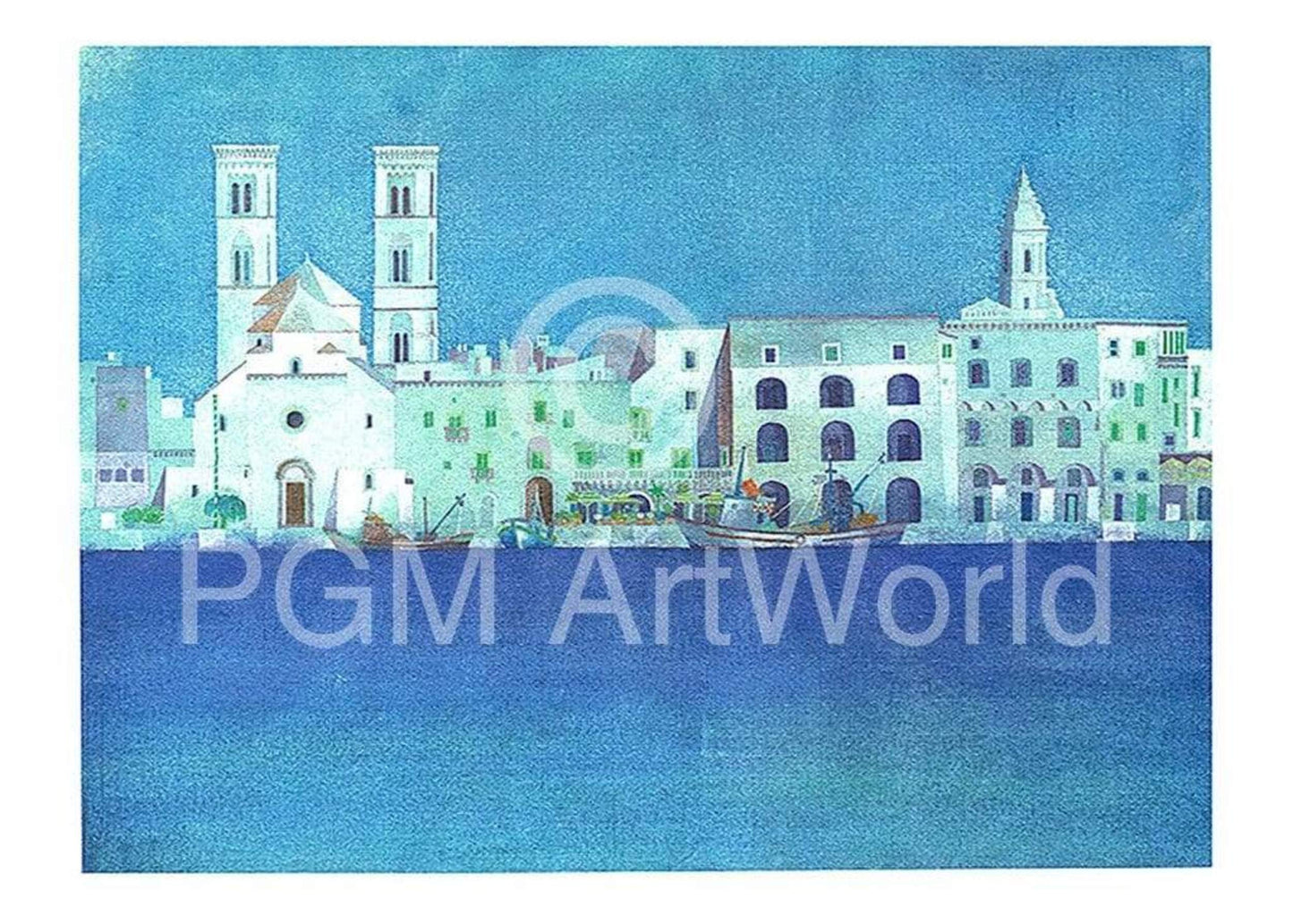 Art Print Ralf Westphal - Weiße Hafenstadt in Apulien 40x30cm