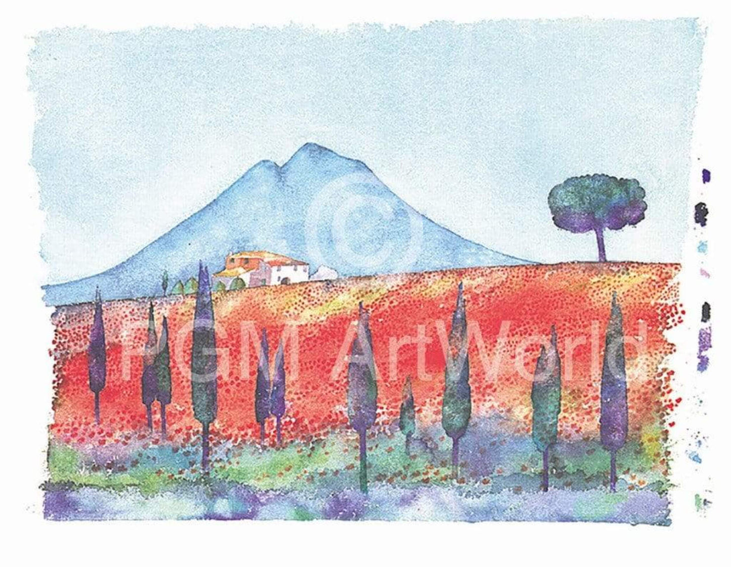 Art Print Ralf Westphal - Soracte mit Mohnfeld/Latium 90x70cm