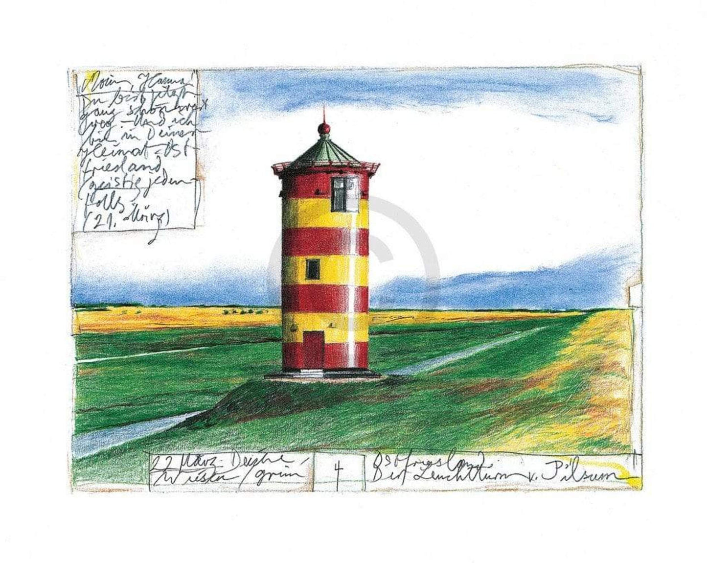 Art Print Sabine Gerke - Der Leuchtturm von Pilsum 30x24cm