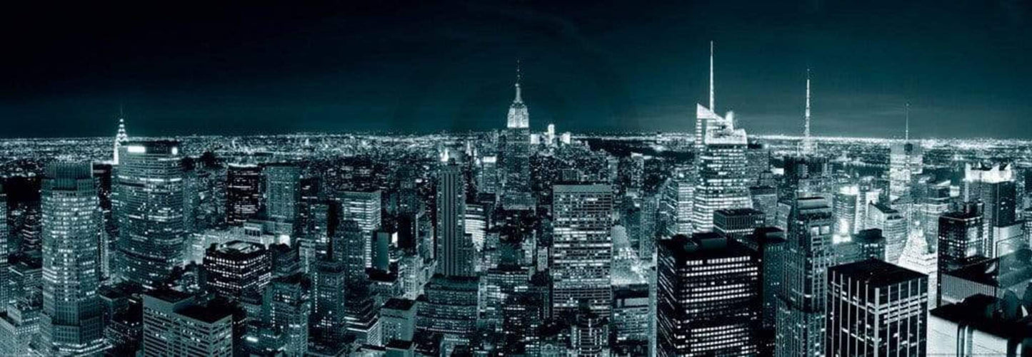 Art Print Shutterstock - Manhatten Skyline at Night 95x33cm