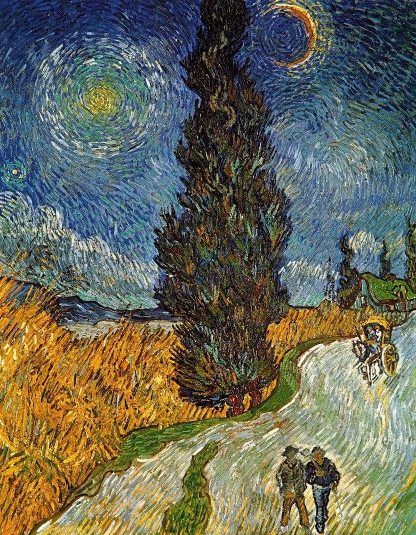 Art Print Vincent Van Gogh - Landstrasse mit Zypresse und Stern 70x90cm