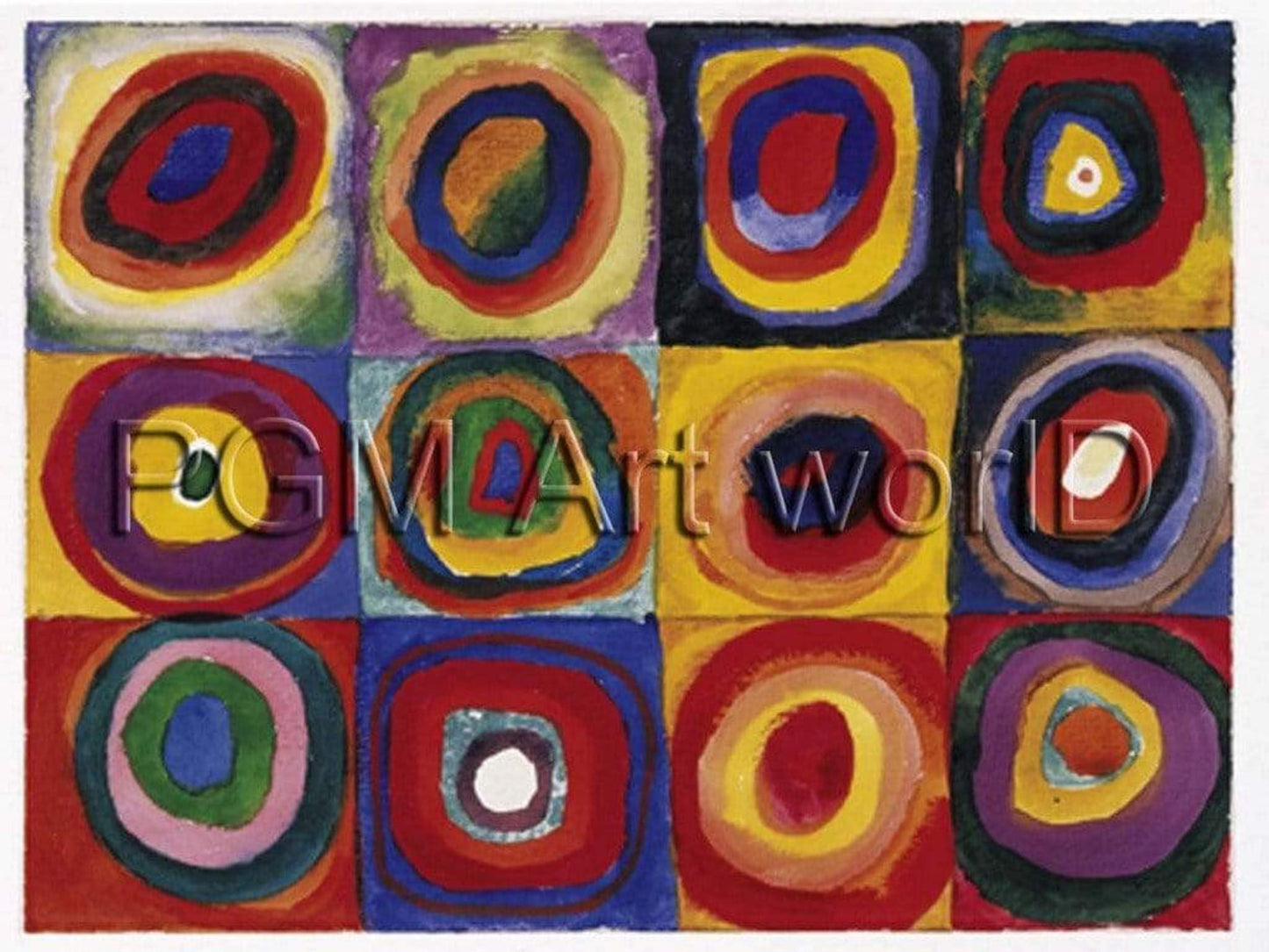 Art Print Wassily Kandinsky - Farbstudie Quadrate 120x90cm