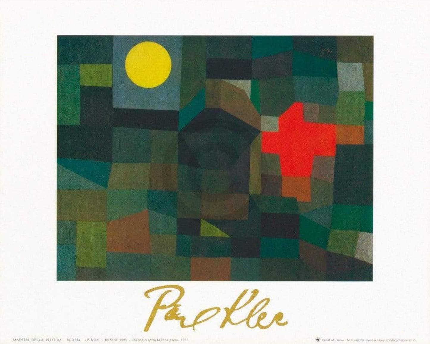 Art Print Paul Klee - Incendio la luna piena, 1933 30x24cm