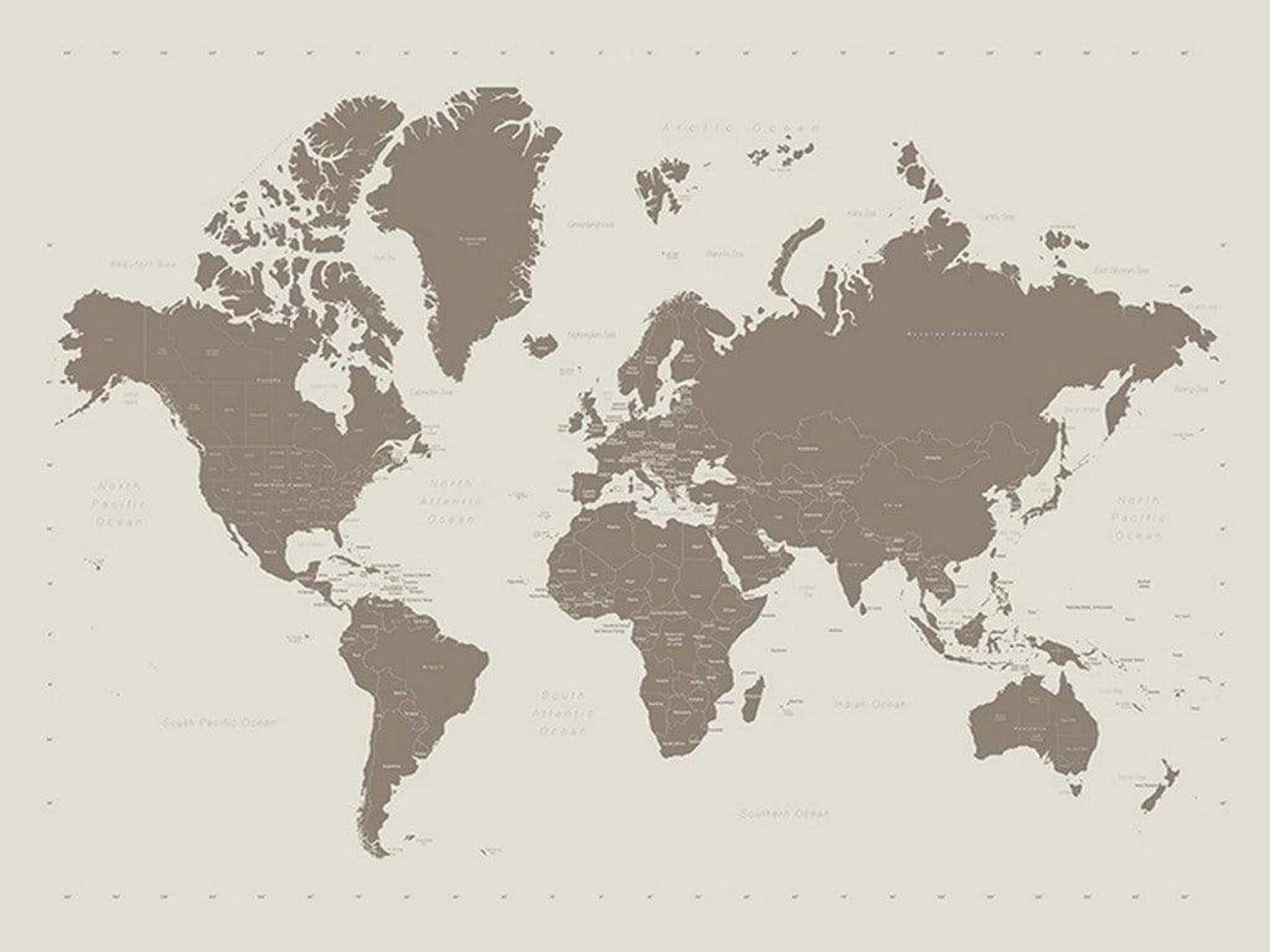 Art Print World Map Contemporary Stone 60x80cm