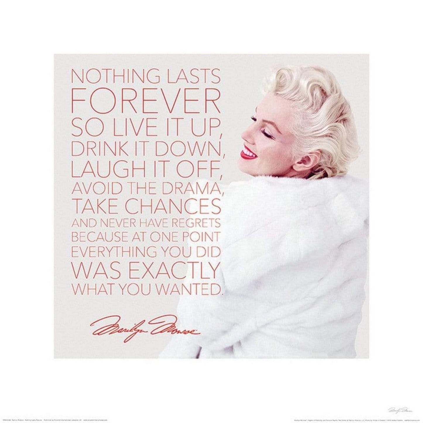 Art Print Marilyn Monroe Nothing Lasts Forever 40x40cm