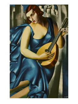 Art Print Tamara De Lempicka - Donna in Blu suona mandolino 60x80cm