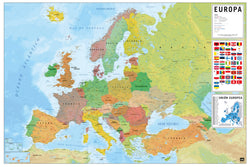 Poster Map of Europe - Physical Politic - Spanish - 91,5x61cm