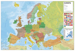 Poster Map of Europe - Physical Politic - Italian - 91,5x61cm