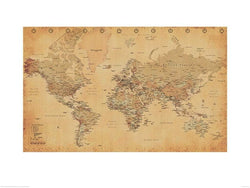 Kunstdruck World Map Vintage - English- 60x80cm