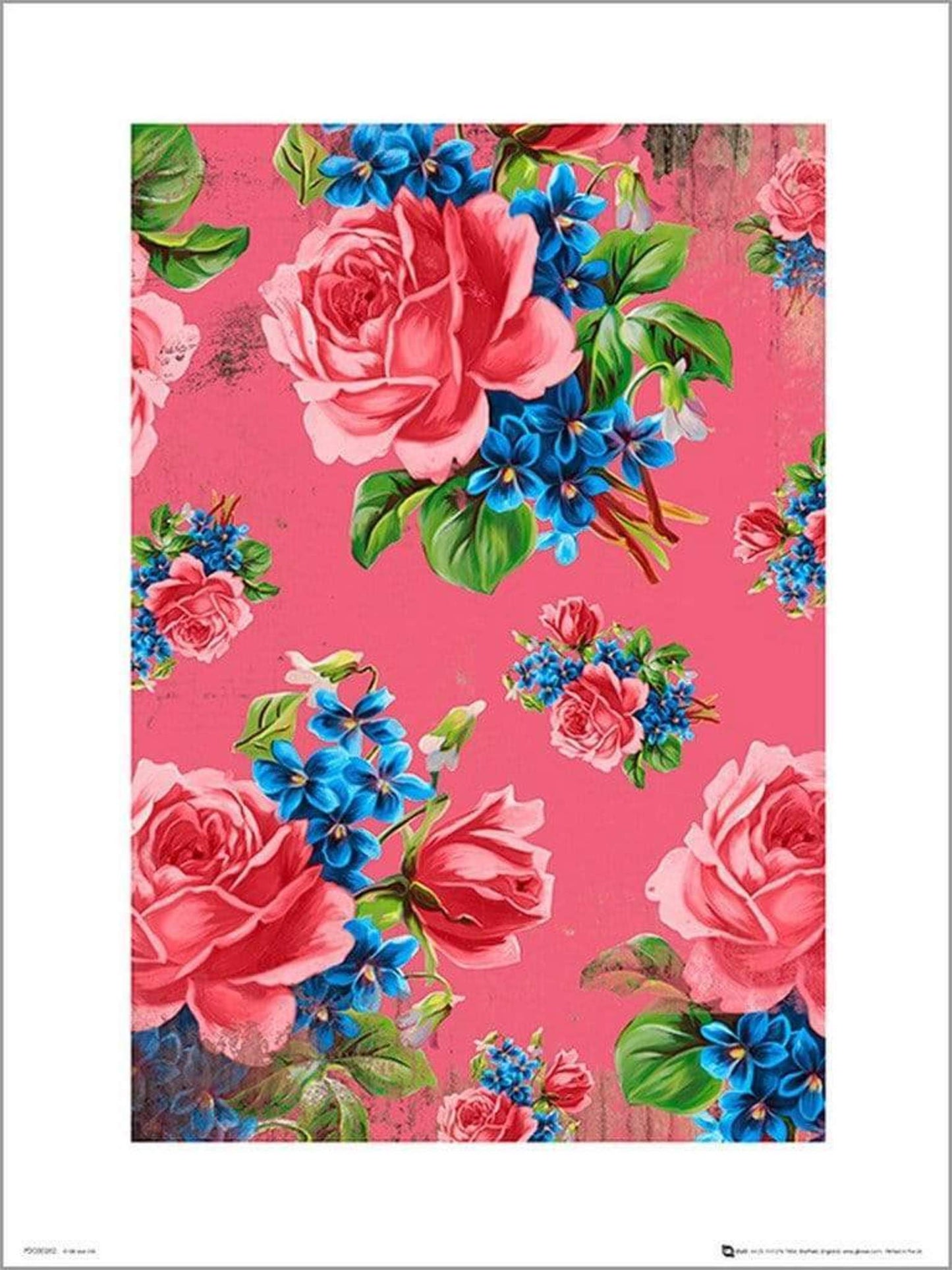 Art Print Vintage Flowers Pink 50x70cm