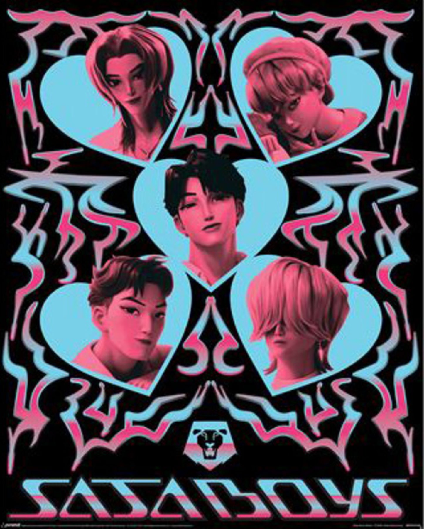Poster K-Pop Demon Hunters - Saja Boys Hearts  40x50cm