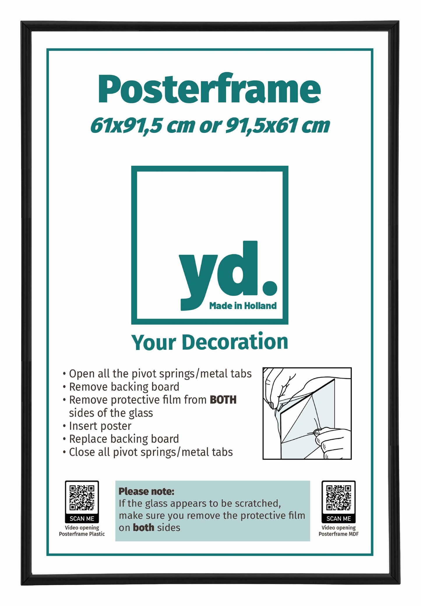 Poster Frame 61x91,5cm Black Matte Plastic Paris