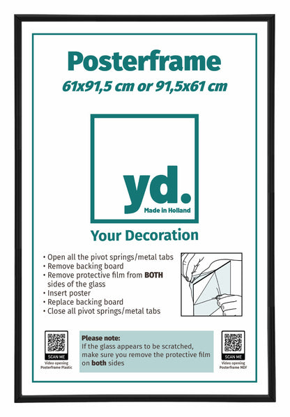 Poster Frame 61x91,5cm Black Matte Plastic Paris