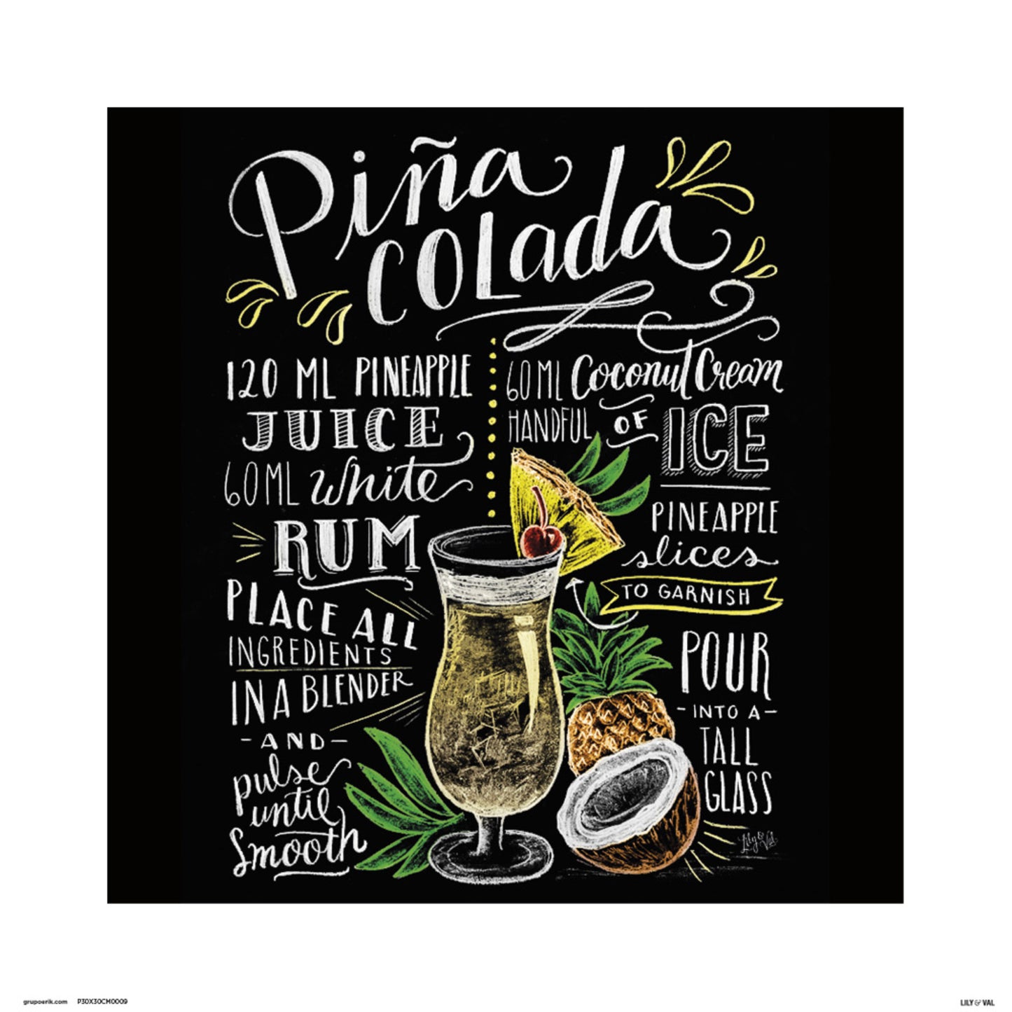 Art Print Lily and Val - Pina Colada 30x30cm