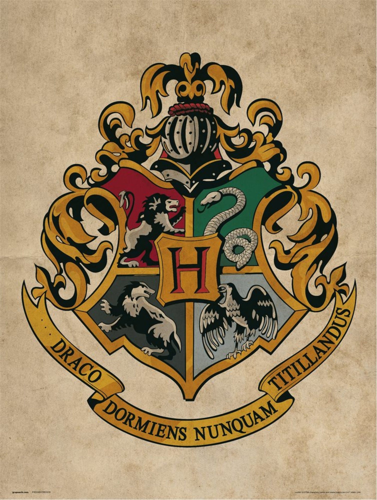 Art Print Harry Potter - Hogwarts Crest 30x40cm