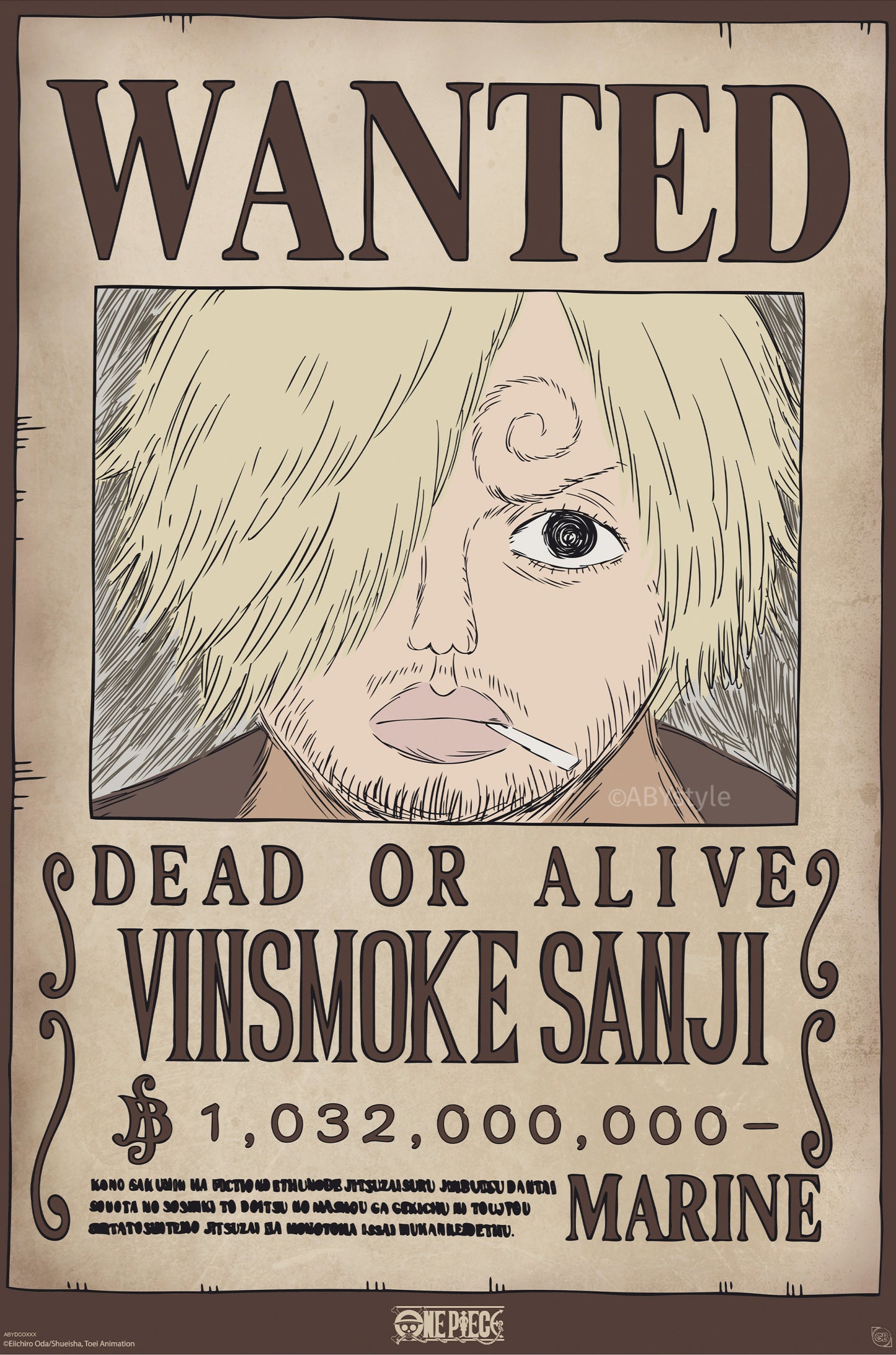 Poster One Piece - Wanted Sanji Wano 61x91,5cm