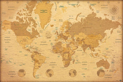 Poster Map World Vintage - Spanish - 91,5x61cm