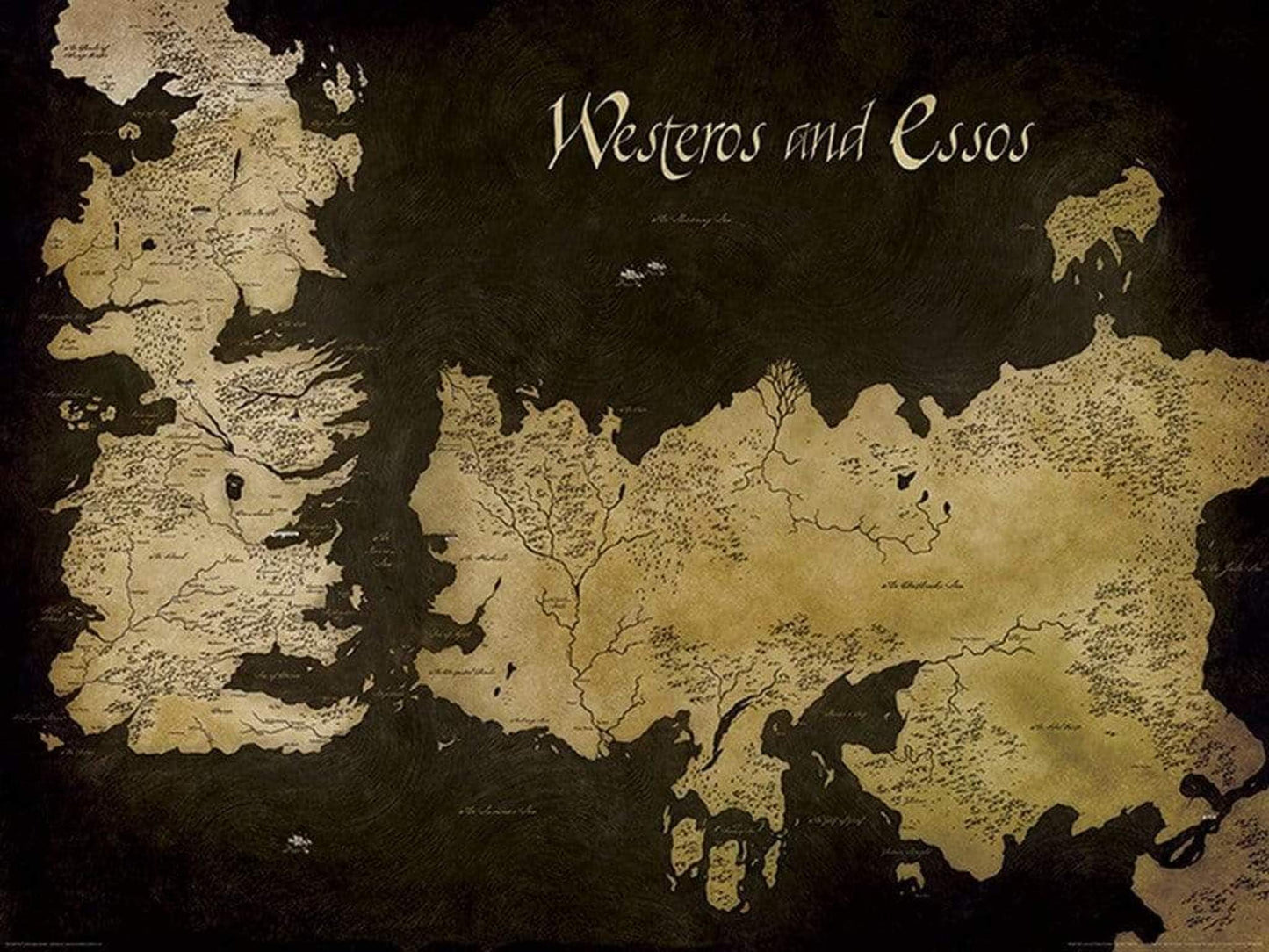 Art Print Game of Thrones - Westeros and Essos Antique Map 80x60cm