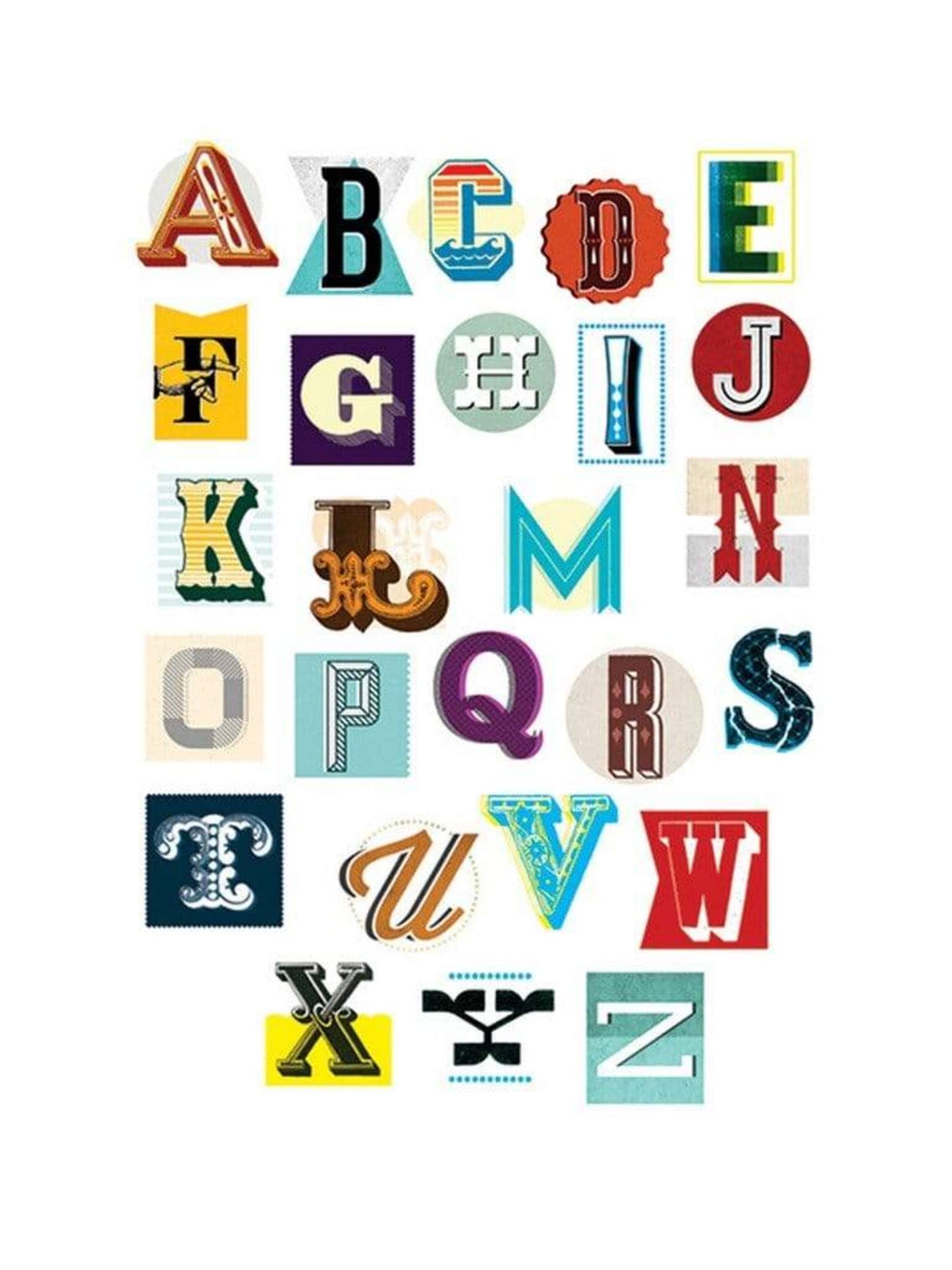Art Print Vintage Letter Alphabet 60x80cm