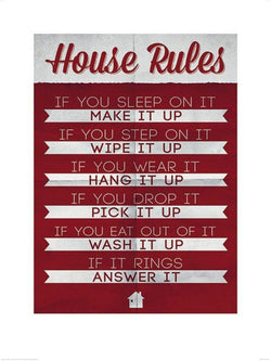 Art Print House Rules 60x80cm