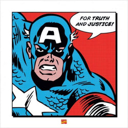 Art Print Captain America - For truth and justice 40x40cm