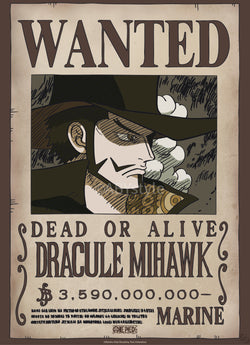 Poster One Piece - Wanted Mihawk Wano 38x52cm