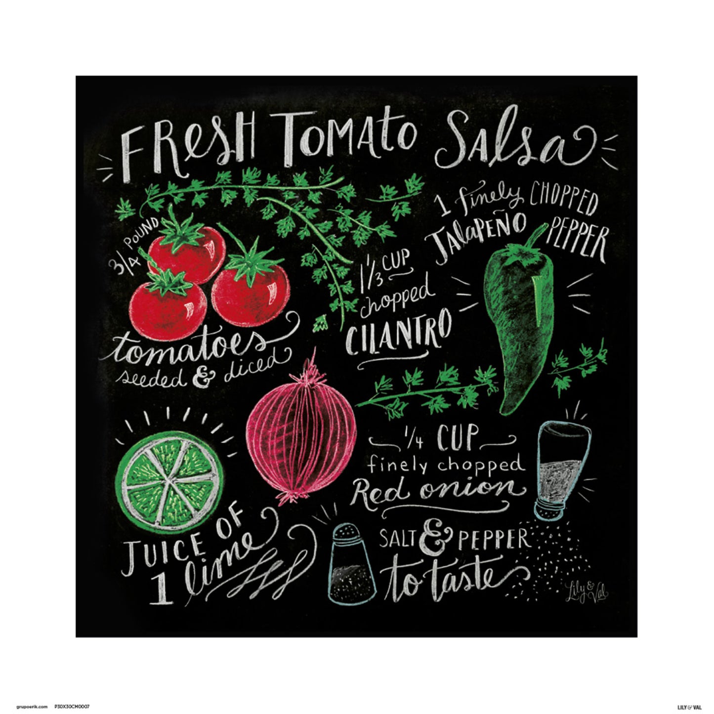 Art Print Lily and Val - Fresh Tomata Salsa 30x30cm