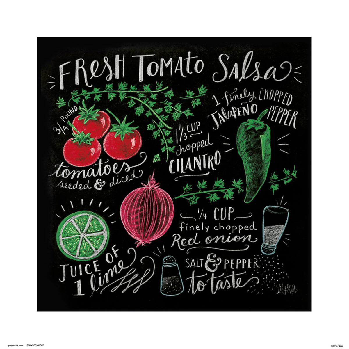 Art Print Lily and Val - Fresh Tomata Salsa 30x30cm