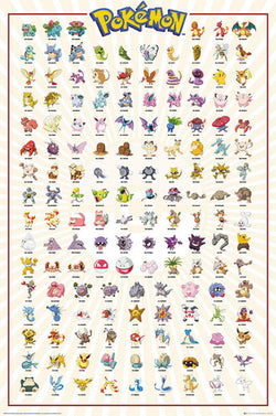Poster Pokémon Kanto 151 – French Names – 61x91.5 cm