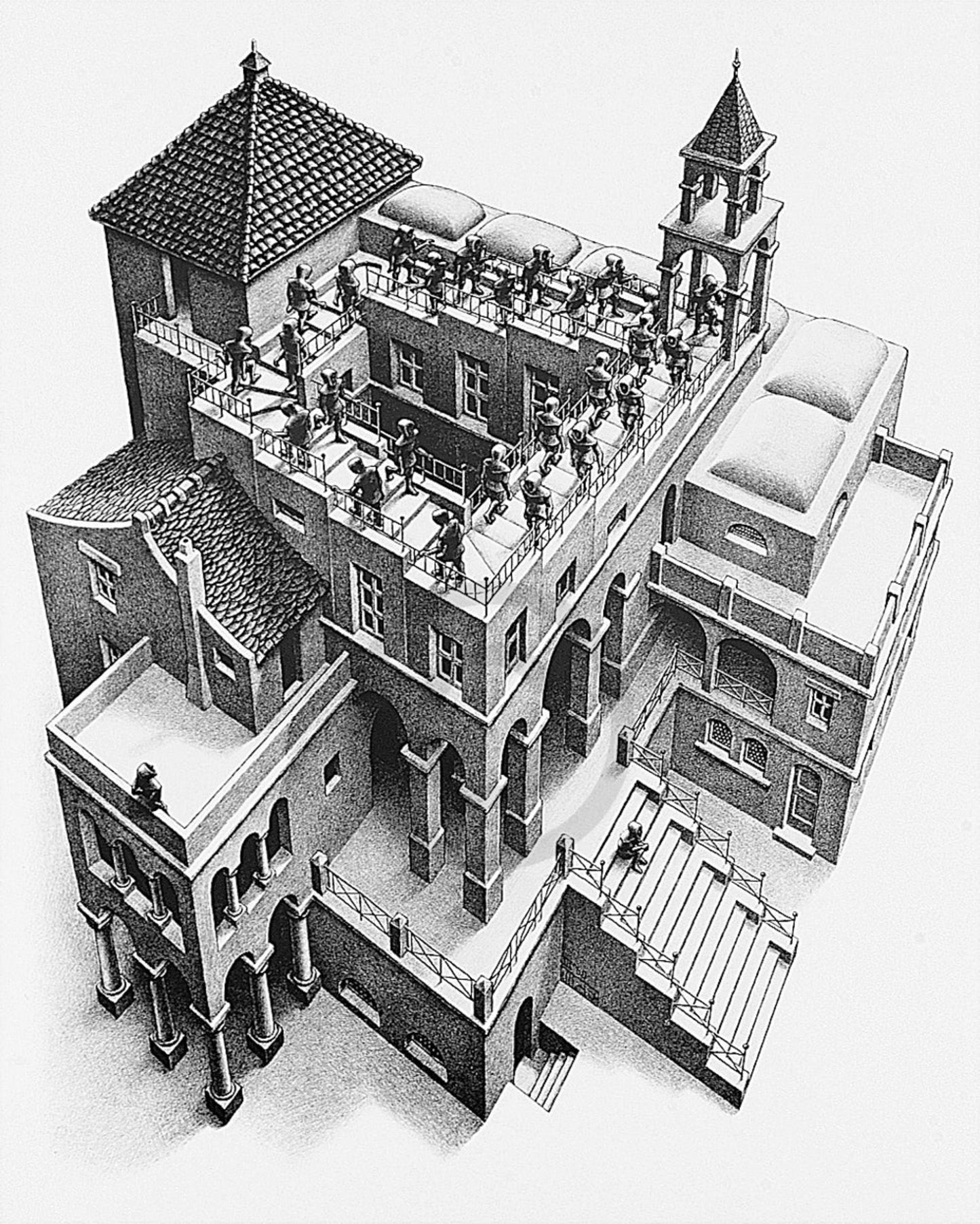 Art Print M. C. Escher - Treppauf und Treppab 55x65cm