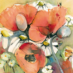 Art Print Marta Peuckert - Mohn und Margeriten 21x21cm