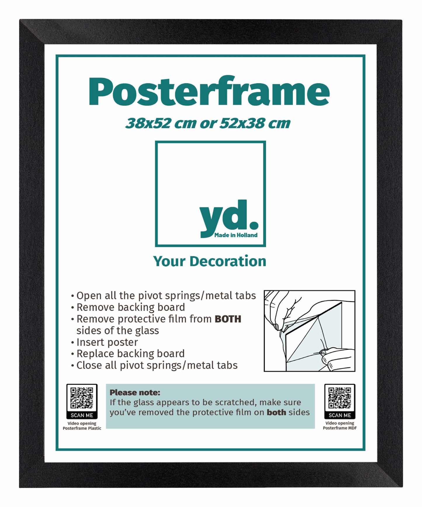 Poster Frame 38x52cm Black Matte MDF Parma