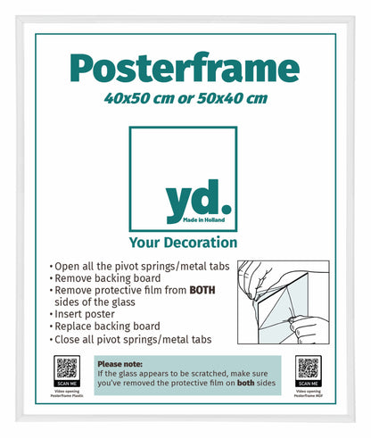 Poster Frame 40x50cm White High Gloss Plastic Paris
