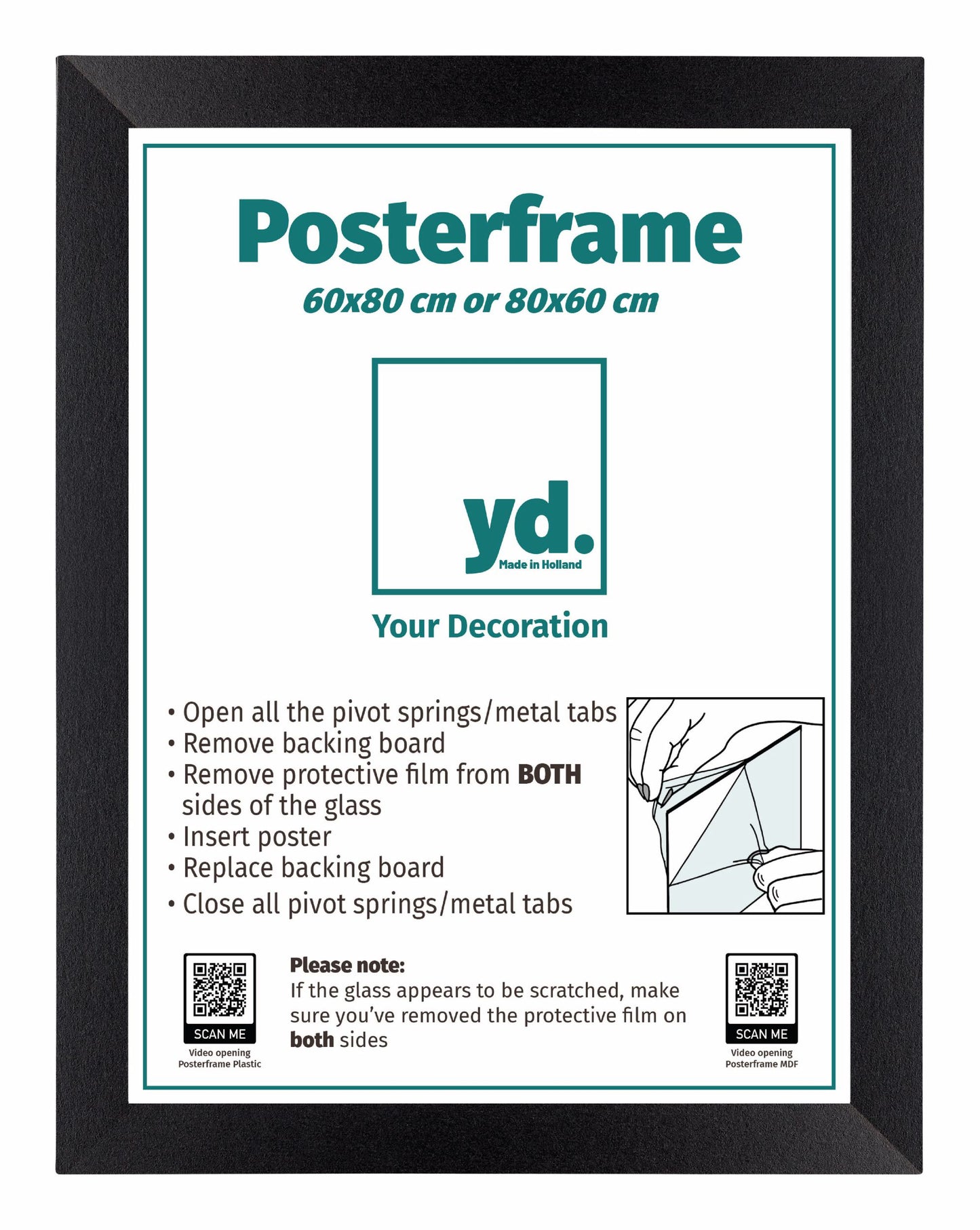 Poster Frame 60x80cm Black Matte MDF Parma
