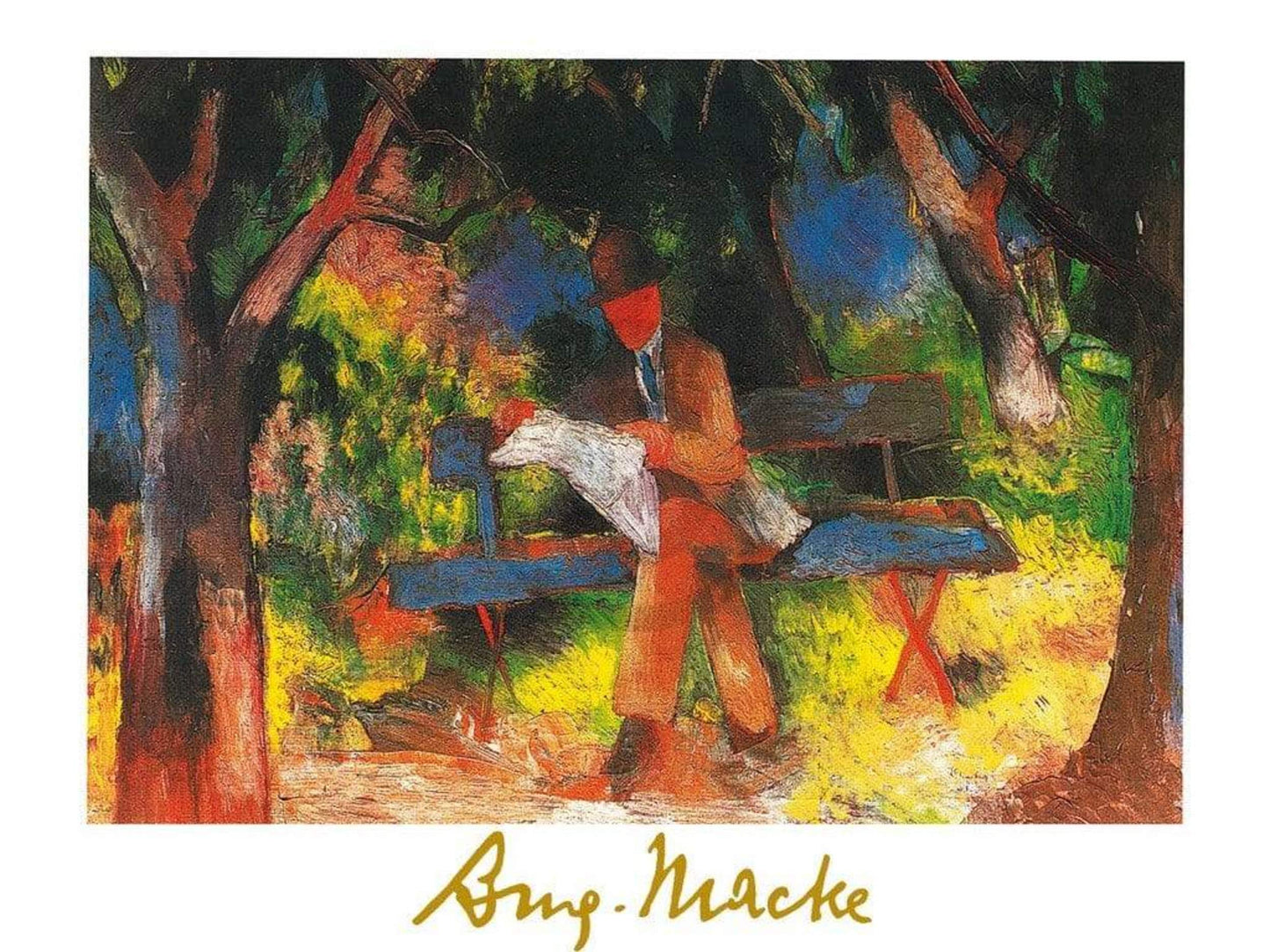 Art Print August Macke - Lesender Mann 80x60cm