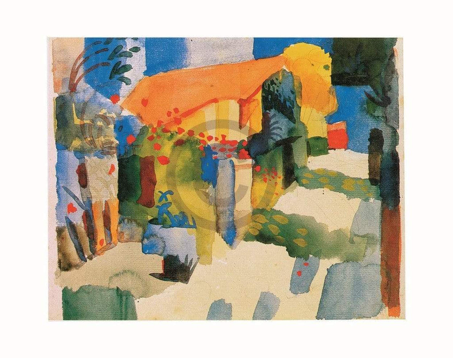 Art Print August Macke - Haus im Garten 71x56cm