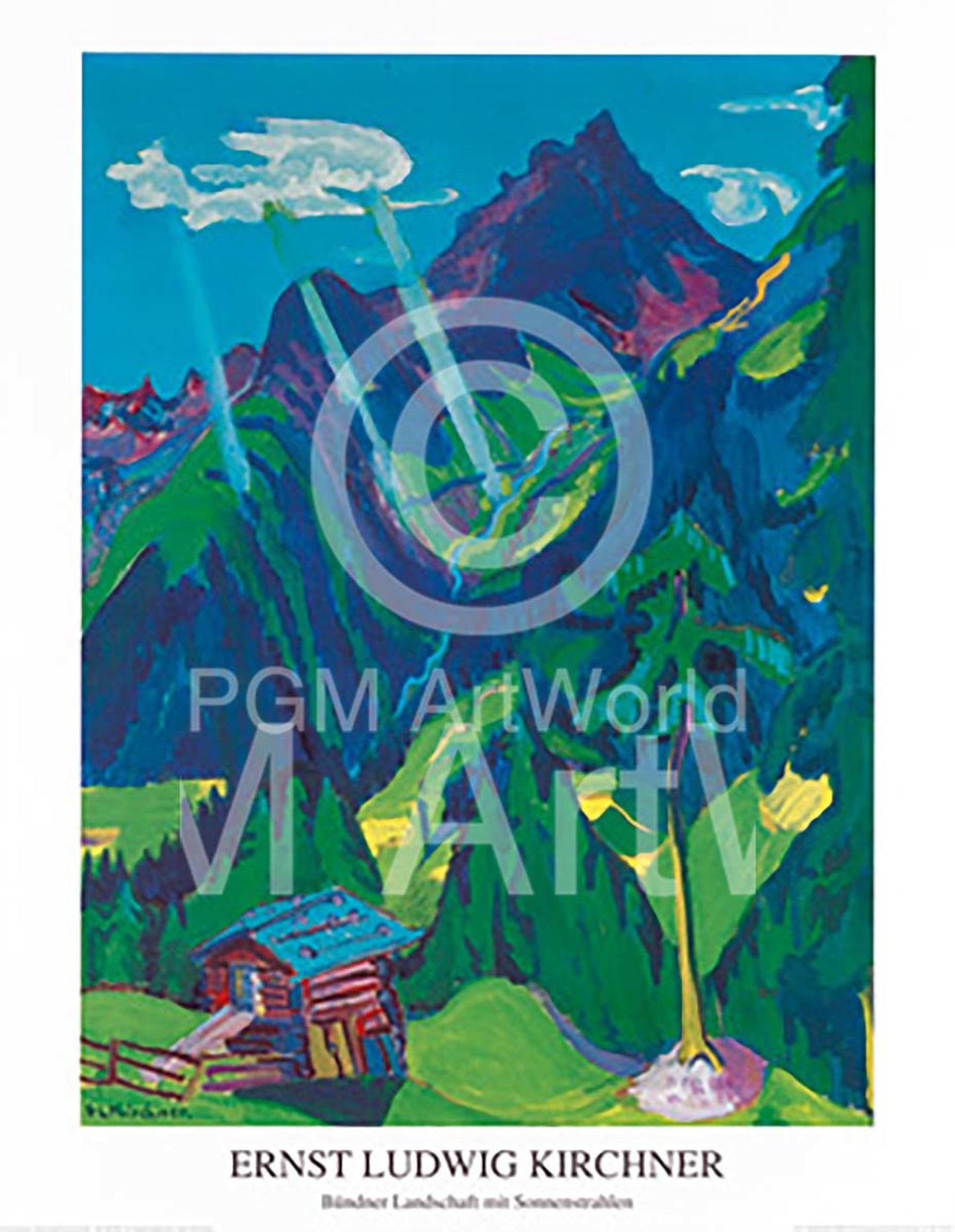 Art Print Ernst Ludwig Kirchner - Bündner Landschaft 70x90cm