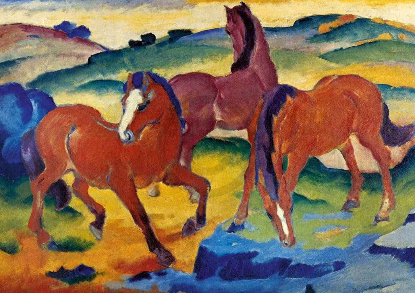 Art Print Franz Marc - Die roten Pferde 29.7x21cm