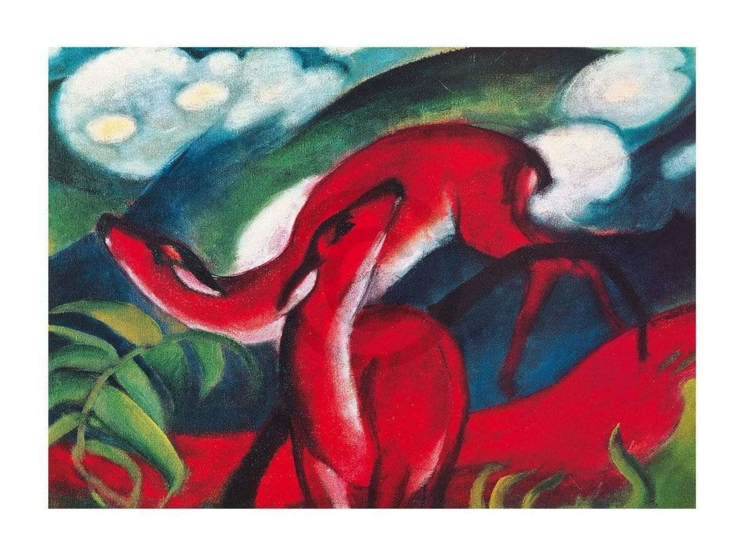 Art Print Franz Marc - The red Deer 80x60cm