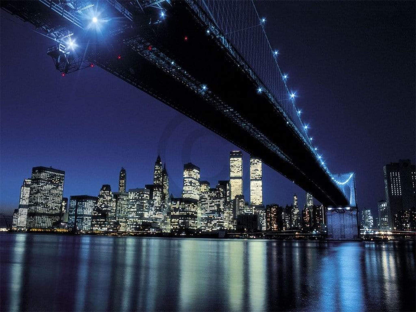 Art Print Henri Silberman - Brooklyn Bridge at Night 80x60cm