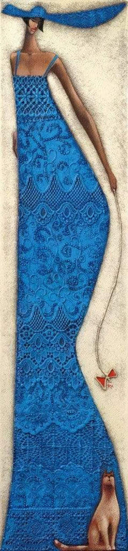 Art Print Ira Tsantekidou - Lady in Blue 32x128cm