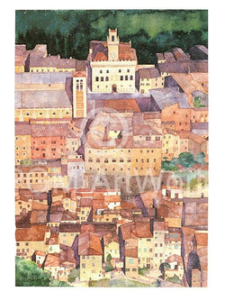 Art Print Ralf Westphal - Mittelalterliche Bergstadt Montepulciano, Toskana 30x40cm