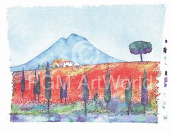 Art Print Ralf Westphal - Soracte mit Mohnfeld/Latium 90x70cm