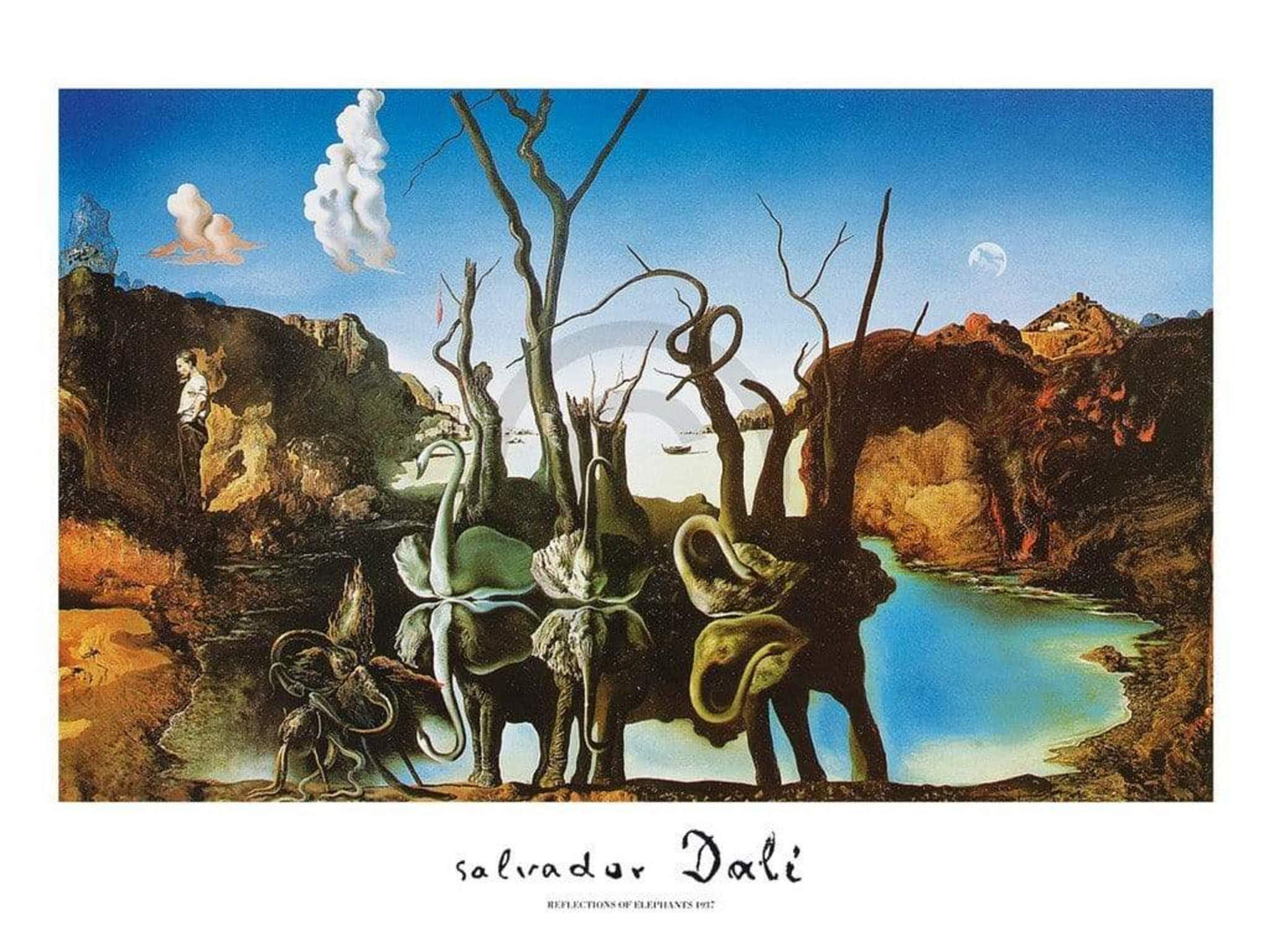 Art Print Salvador Dali - Reflections of Elephants 80x60cm