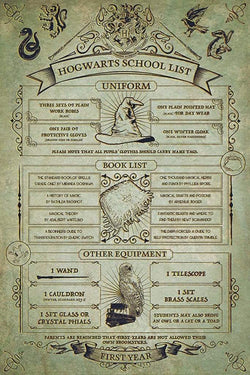 Poster Harry Potter Hogwarts School List 61x91,5cm