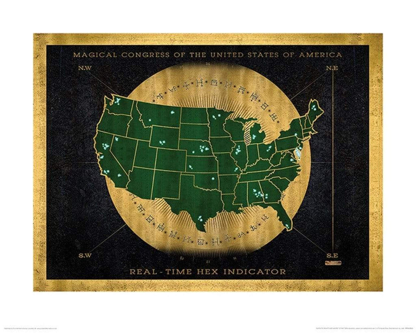 Art Print Fantastic Beasts Hex indicator map 40x50cm