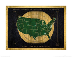Art Print Fantastic Beasts Hex indicator map 40x50cm